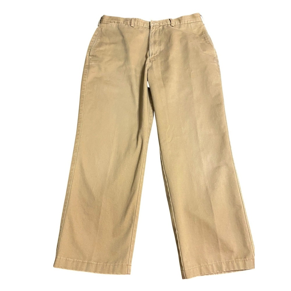 Cabelas Mens Khaki Chino Pants W36 L30 Brown 100% Cotton Twill Rugged Work Field